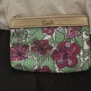 Coach Green and Purple Floral Clutch